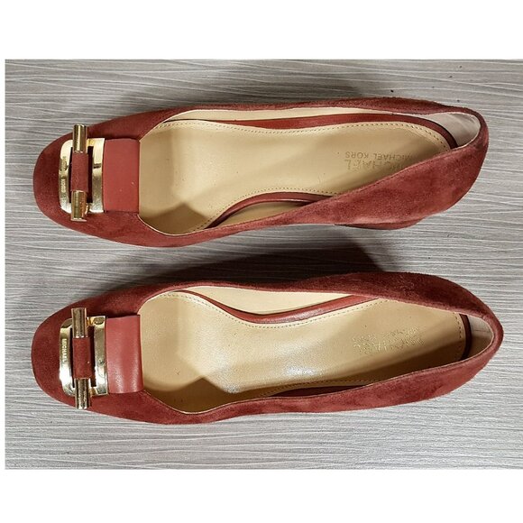 MICHAEL Michael Kors 'Gloria' Square Toe Pump Brick Color Suede Womens Size 5 - Picture 5 of 6